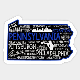 Scranton Pennsylvania cute map, Erie, Bethlehem, Scranton, Lancaster, Levittown, Harrisburg Sticker